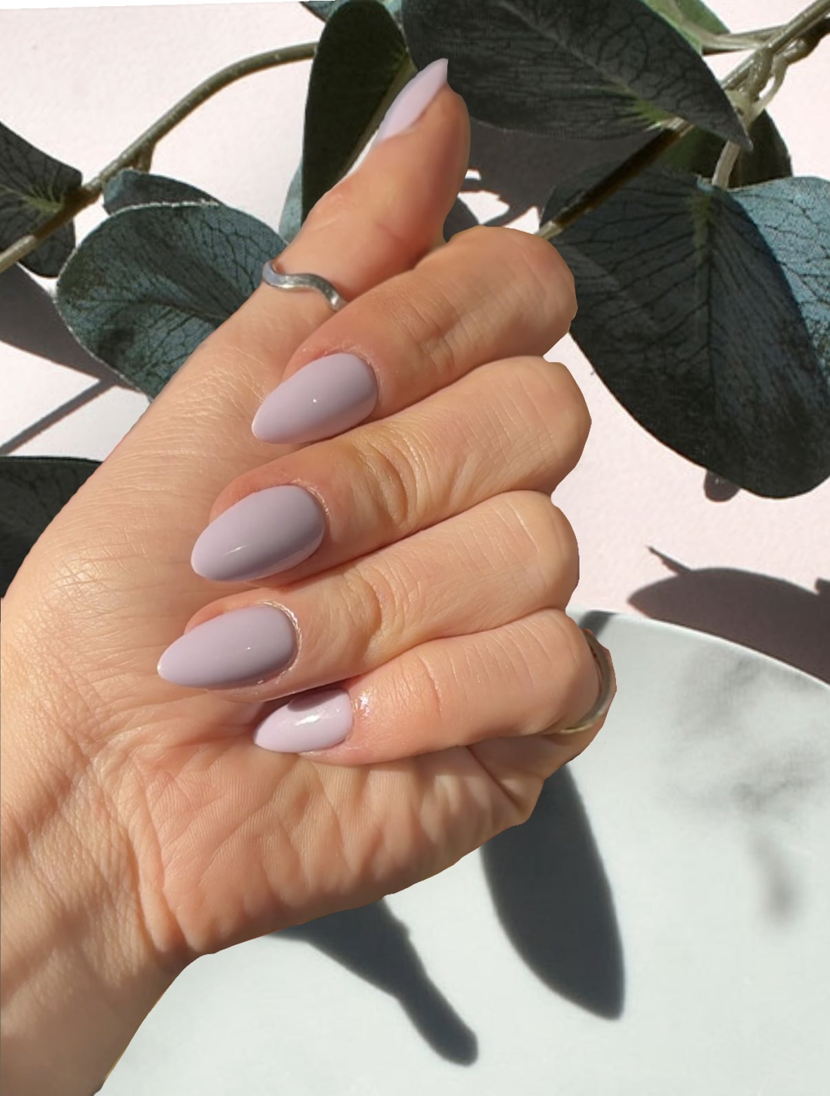 Medium Almond Pale Milky Lavender, Emphasizing Their Smooth Medium Almond Pale Milky Lavender, Emphasizing Their Smooth — Lavender Milky Nails 2027