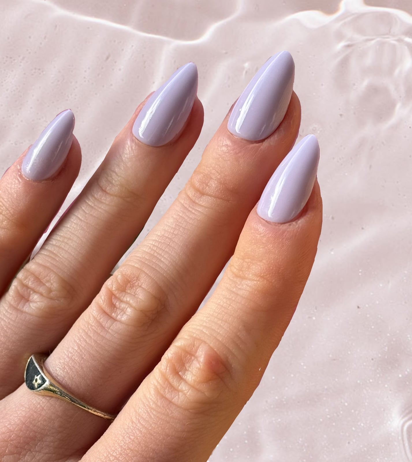 Medium Almond Pale Lavender Glossy, Reflective Quality Medium Almond Pale Lavender Glossy, Reflective Quality — Lavender Milky Nails 2027