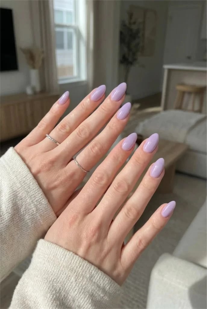 Short to Medium Almond Milky Lavender Short to Medium Almond Milky Lavender — Lavender Milky Nails 2027