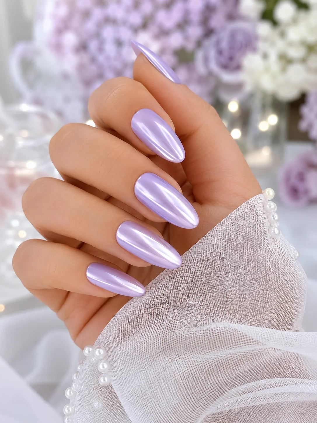 Long Stiletto Pearlescent Lavender Nails Long Stiletto Pearlescent Lavender Nails — Lavender Pearl Nails 2027