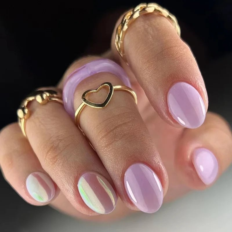 Medium Oval Lavender French Pearl Cuticle Nails Medium Oval Lavender French Pearl Cuticle Nails — Lavender Pearl Nails 2027