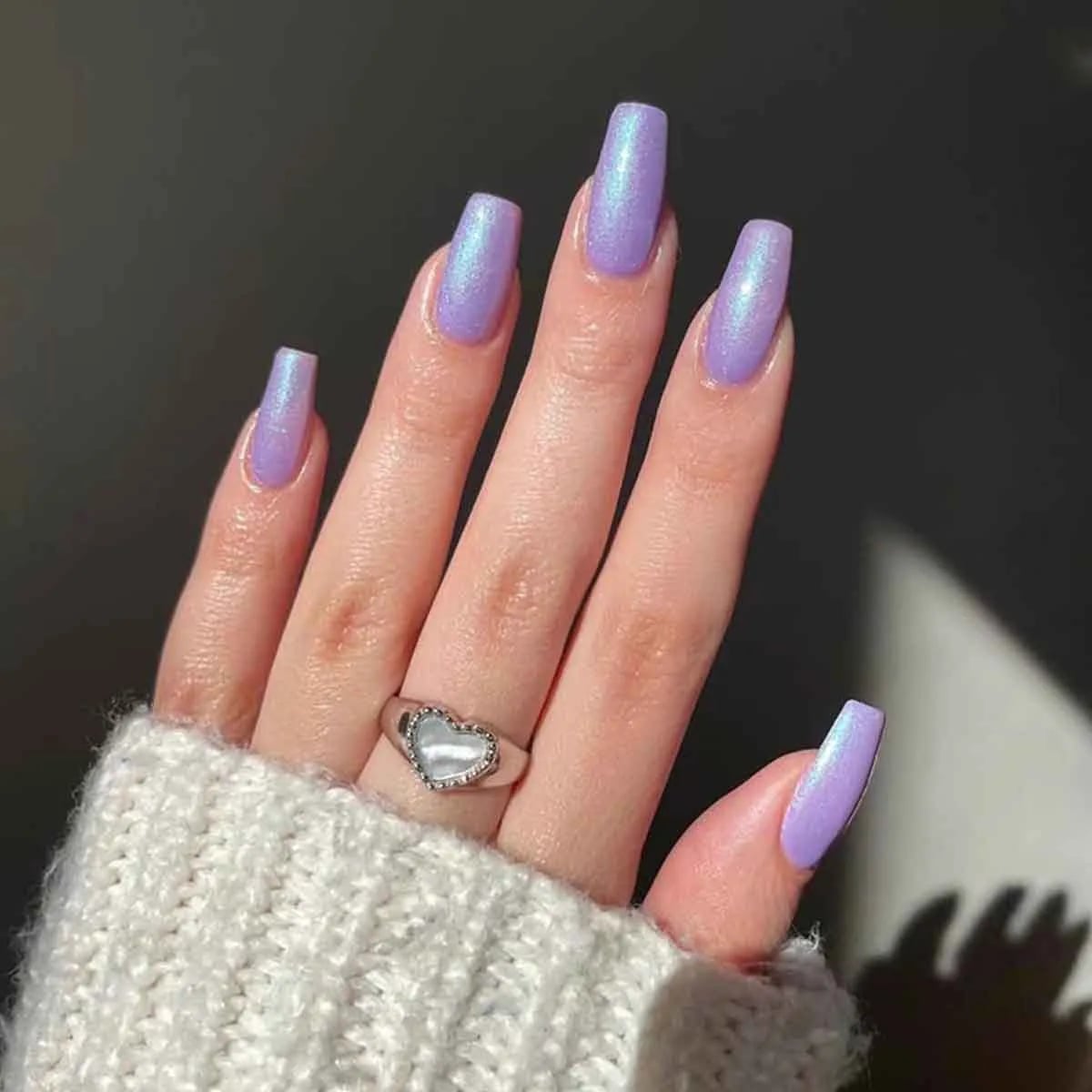 Long Almond Pearlescent Lavender Sheen Nails Long Almond Pearlescent Lavender Sheen Nails — Lavender Pearl Nails 2027