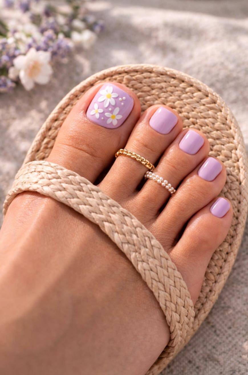 Glossy Lavender Toes With Cuticle Rhinestones Glossy Lavender Toes With Cuticle Rhinestones — Lavender Toe Nails 2027