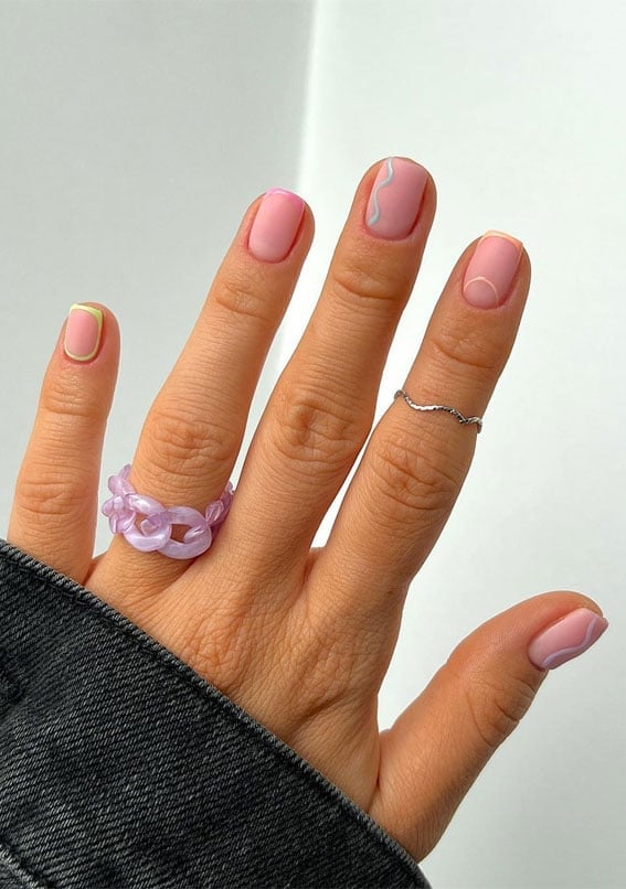 Short Square Pink Light Blue White Abstract Line Nails Short Square Pink Light Blue White Abstract Line Nails — Line Abstract Nails 2027