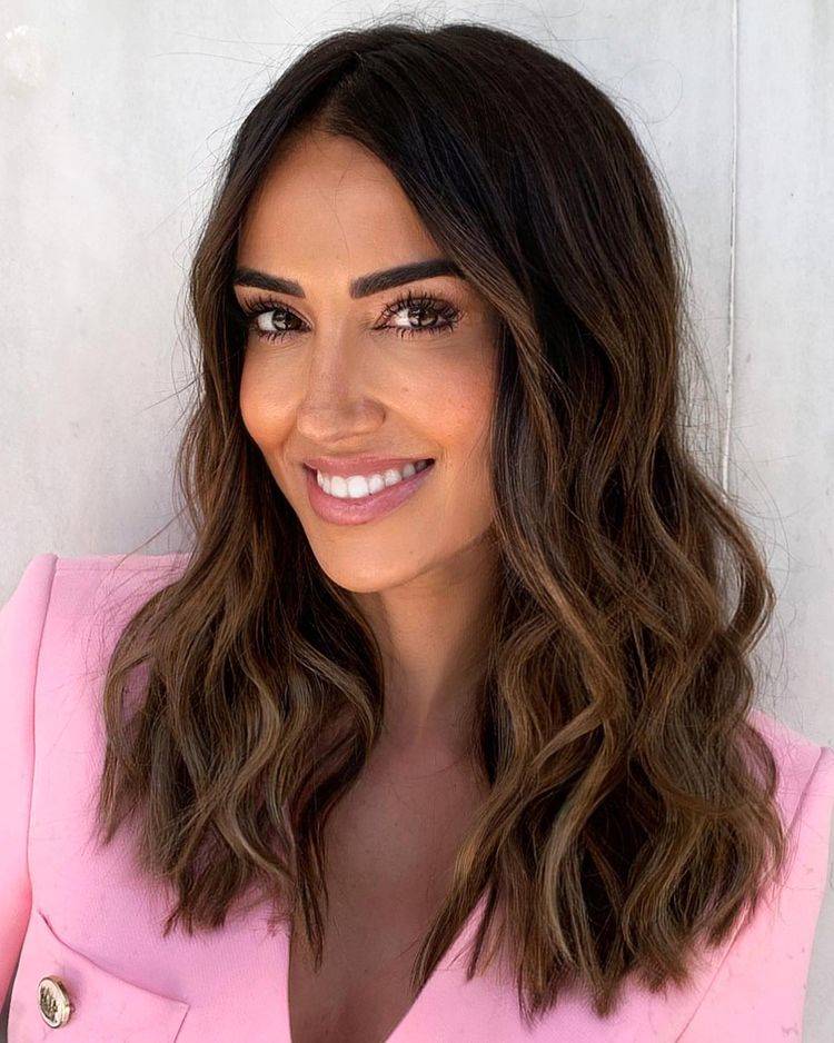 Dark Brown With Caramel Curtain Bangs Dark Brown With Caramel Curtain Bangs — Lived In Brunette 2027