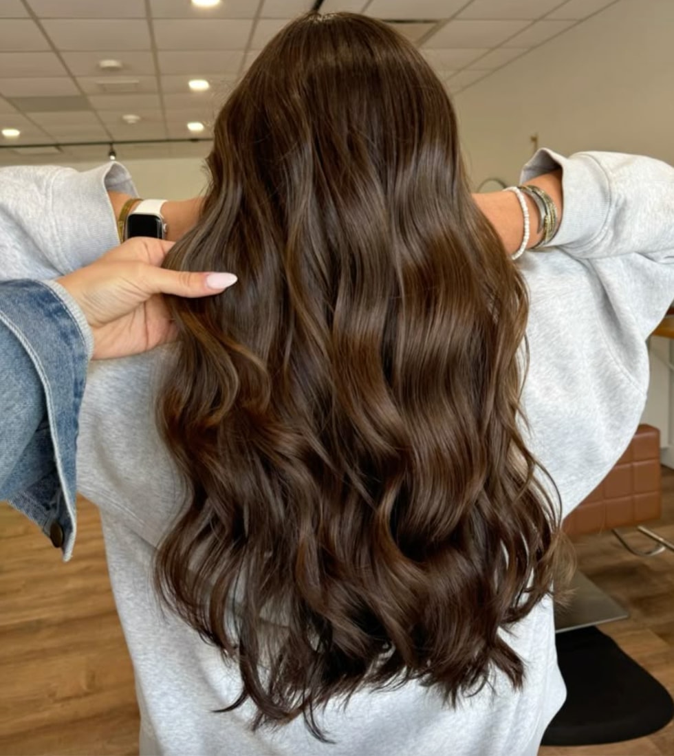 Mid-Back Rich Brown With Subtle Highlights Mid-Back Rich Brown With Subtle Highlights — Lived In Brunette 2027