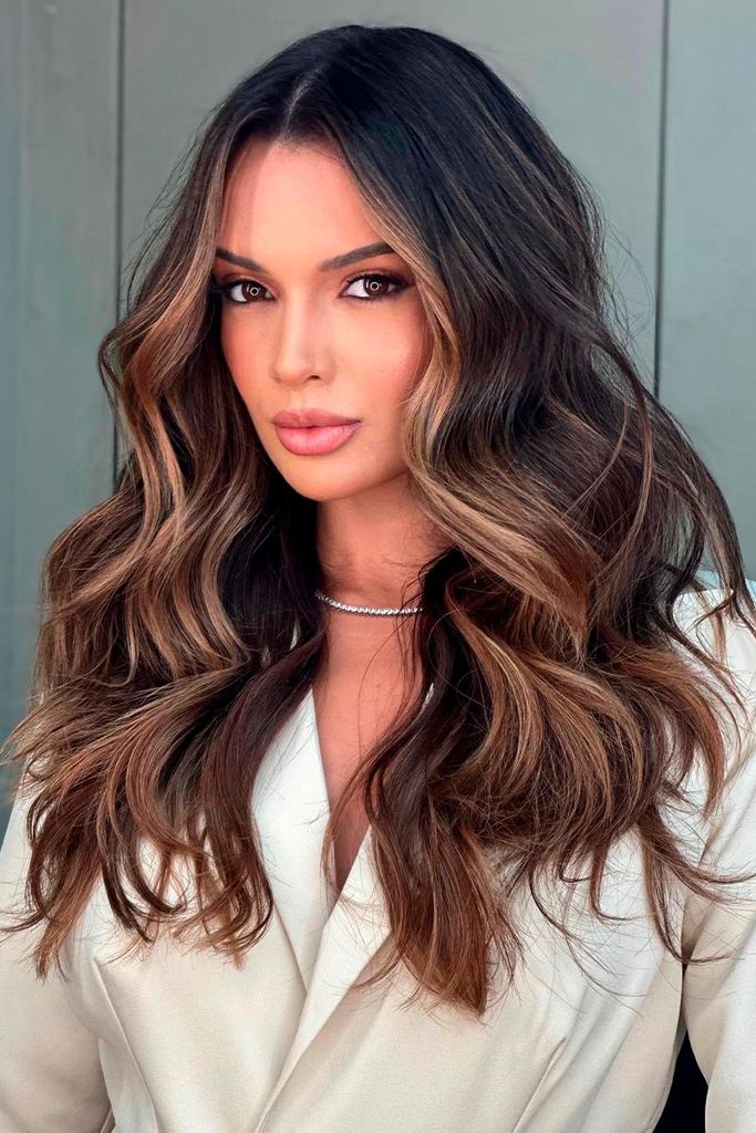 Dark Brunette With Blonde And Copper Face Framing Dark Brunette With Blonde And Copper Face Framing — Lived In Brunette 2027