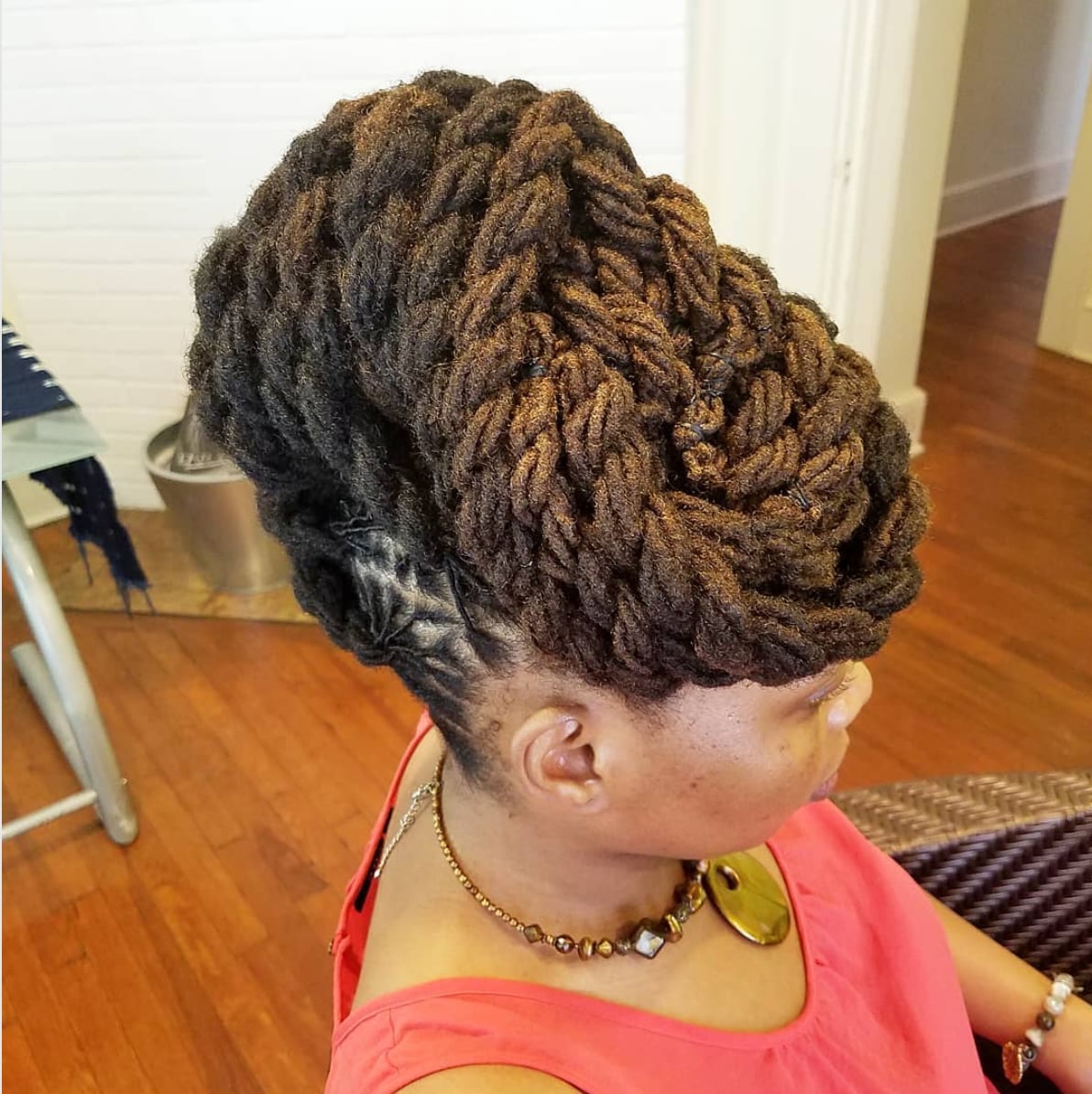 Intricate Braided Updo With Highlights, Mid-Back Intricate Braided Updo With Highlights, Mid-Back — Loc Styles 2027 for Work