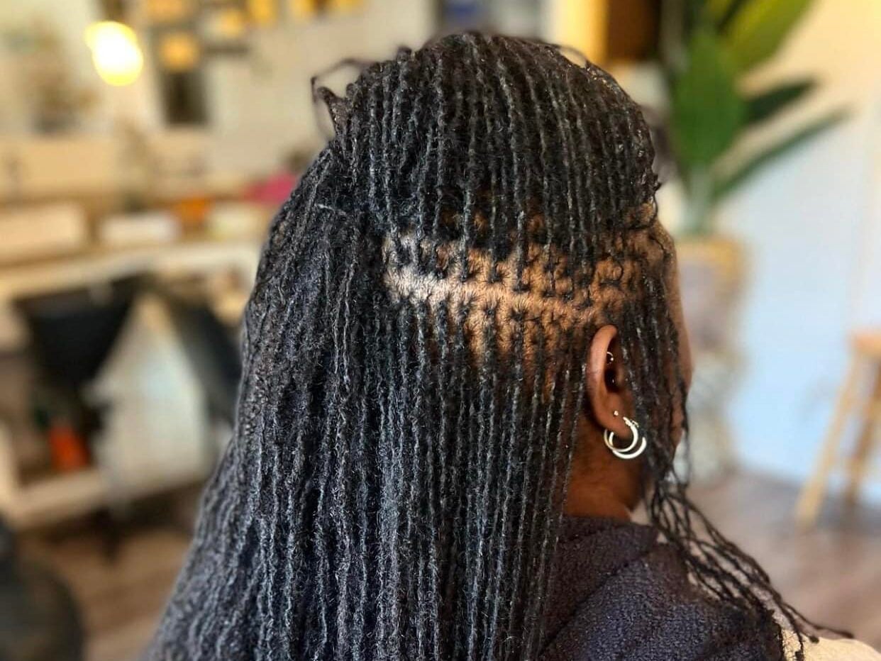 Mid-Back Half Up Half Down Style Mid-Back Half Up Half Down Style — Loc Styles 2027 for Work