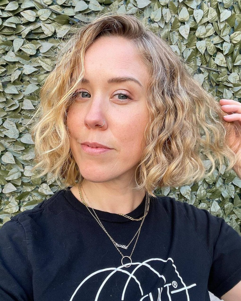 Short Blonde Bob With Air Dried Curls Short Blonde Bob With Air Dried Curls — Loose Perm 2027