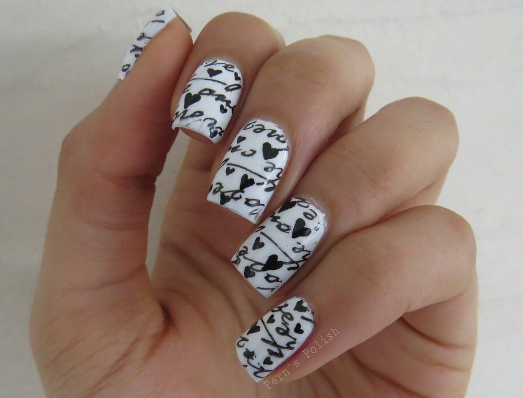 Medium Almond White with Black Line Art Envelopes Medium Almond White with Black Line Art Envelopes — Love Letter Nails 2027