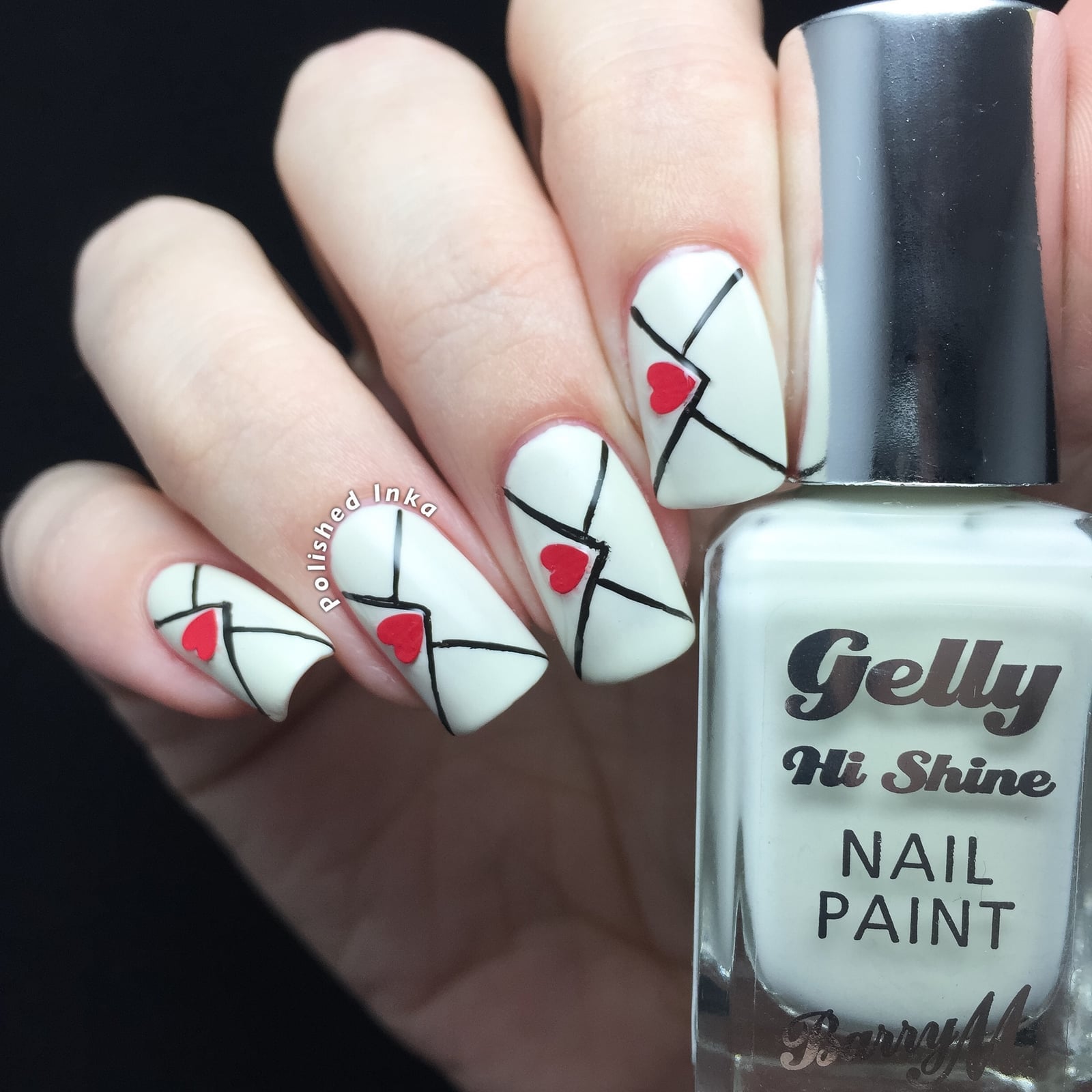 Medium Square White with Black Envelope and Red Heart Medium Square White with Black Envelope and Red Heart — Love Letter Nails 2027