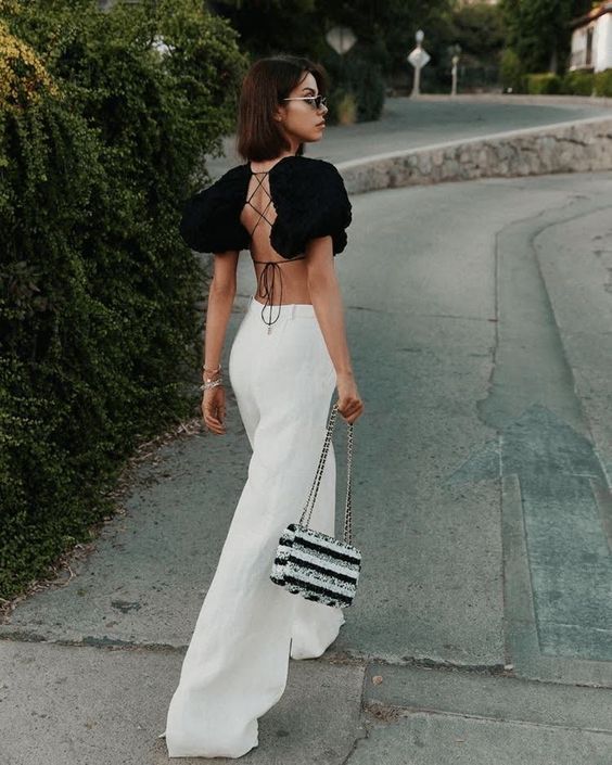 White Wide-Leg Trousers with Puff Sleeve Top for Modern Chic White Wide-Leg Trousers with Puff Sleeve Top for Modern Chic — Italy Outfits 2027