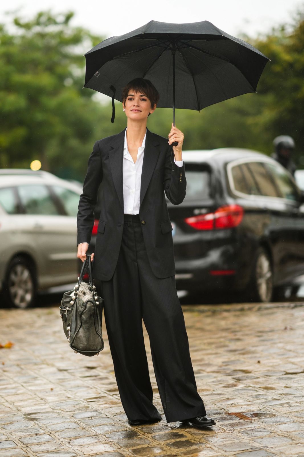 Pinstripe Power Suit: Polished for a Wet Workday Pinstripe Power Suit: Polished for a Wet Workday — Rainy Day Outfits 2027
