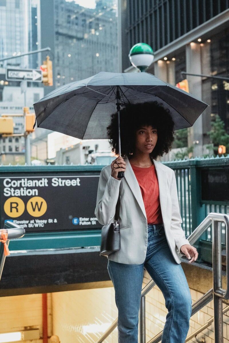 Beige Blazer and Red Tee: A Bright Touch for Gray Skies Beige Blazer and Red Tee: A Bright Touch for Gray Skies — Rainy Day Outfits 2027
