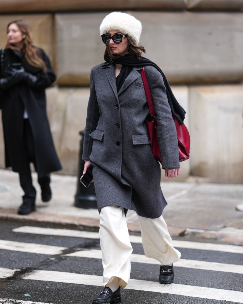 Wool Coat and White Fur Hat: Cozy Elegance for Rainy Days Wool Coat and White Fur Hat: Cozy Elegance for Rainy Days — Rainy Day Outfits 2027