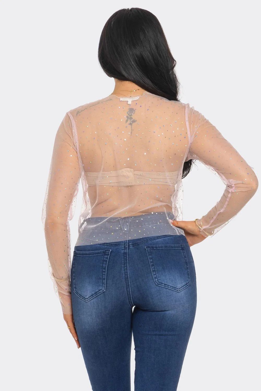 Sequin Mesh Top With Denim Jeans — Mesh Top Outfits 2027
