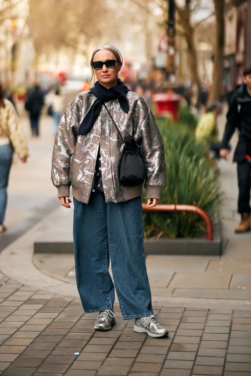 Metallic Bomber Jacket and Polka Dot Top Metallic Bomber Jacket and Polka Dot Top — New Balance Outfits 2027