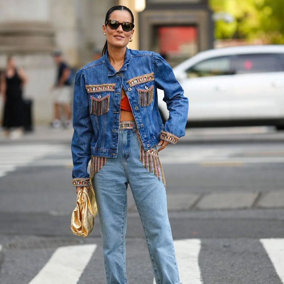 Denim Jacket with Beaded Fringe and Crop Top Denim Jacket with Beaded Fringe and Crop Top — Cowgirl Outfits 2027