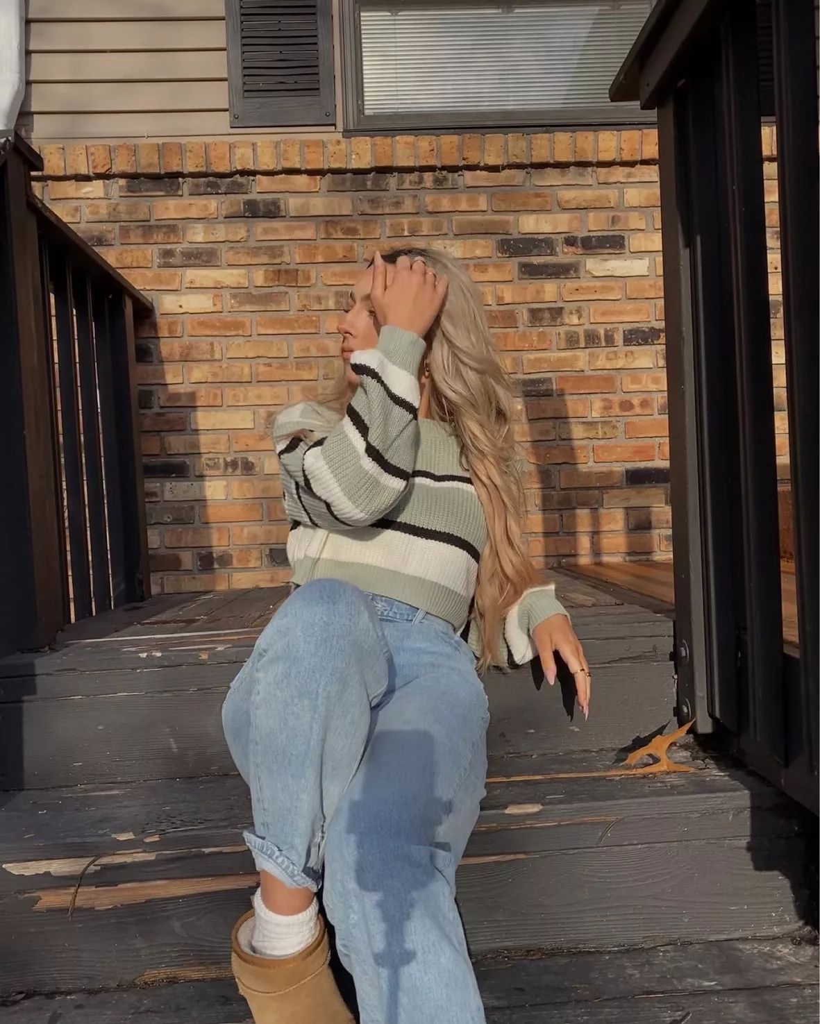 Striped Sweater and Relaxed Jeans with Tan Uggs Striped Sweater and Relaxed Jeans with Tan Uggs — Uggs Outfits 2027