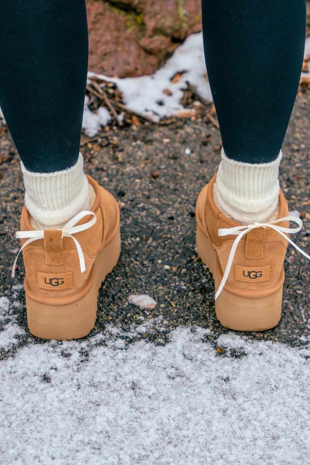 Platform Uggs with Bow Detail and Ribbed Socks Platform Uggs with Bow Detail and Ribbed Socks — Uggs Outfits 2027