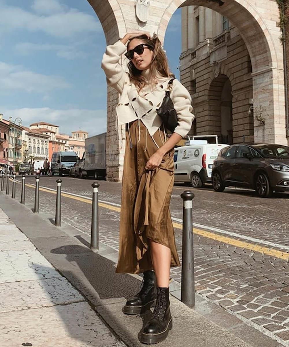 Cozy Layers: Dr. Martens Combat Boots with a Slip Dress and Cardigan Cozy Layers: Dr. Martens Combat Boots with a Slip Dress and Cardigan — Doc Martens Outfits 2027
