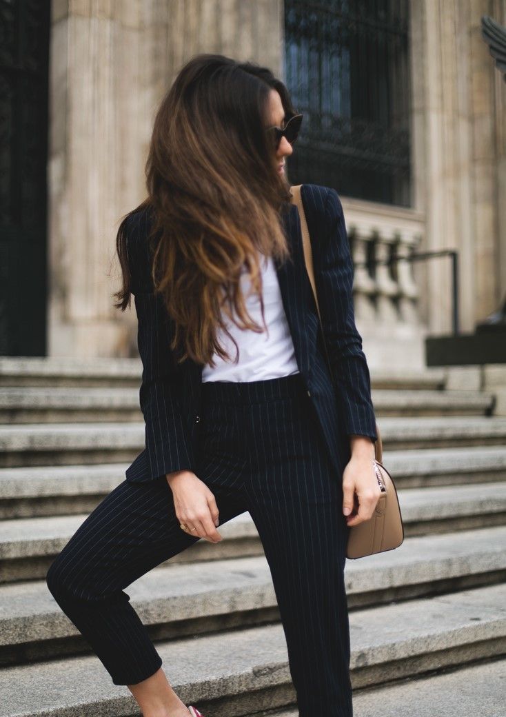 Pinstripe Power: The Navy Suit with a T-Shirt Twist Pinstripe Power: The Navy Suit with a T-Shirt Twist — Interview Outfits 2027