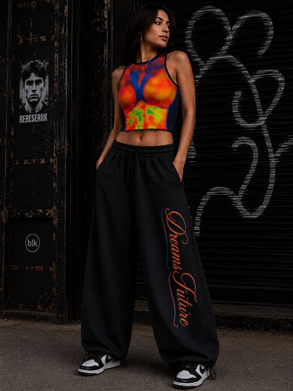 Thermographic Print Tank and Embroidered Sweatpants: Edgy Casual Baddie Thermographic Print Tank and Embroidered Sweatpants: Edgy Casual Baddie — Baddie Outfits 2027