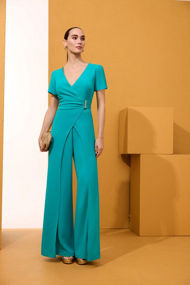 Burgundy Jumpsuit with Asymmetric Draped Neckline for Formal Occasions Burgundy Jumpsuit with Asymmetric Draped Neckline for Formal Occasions — Jumpsuit Outfits 2027