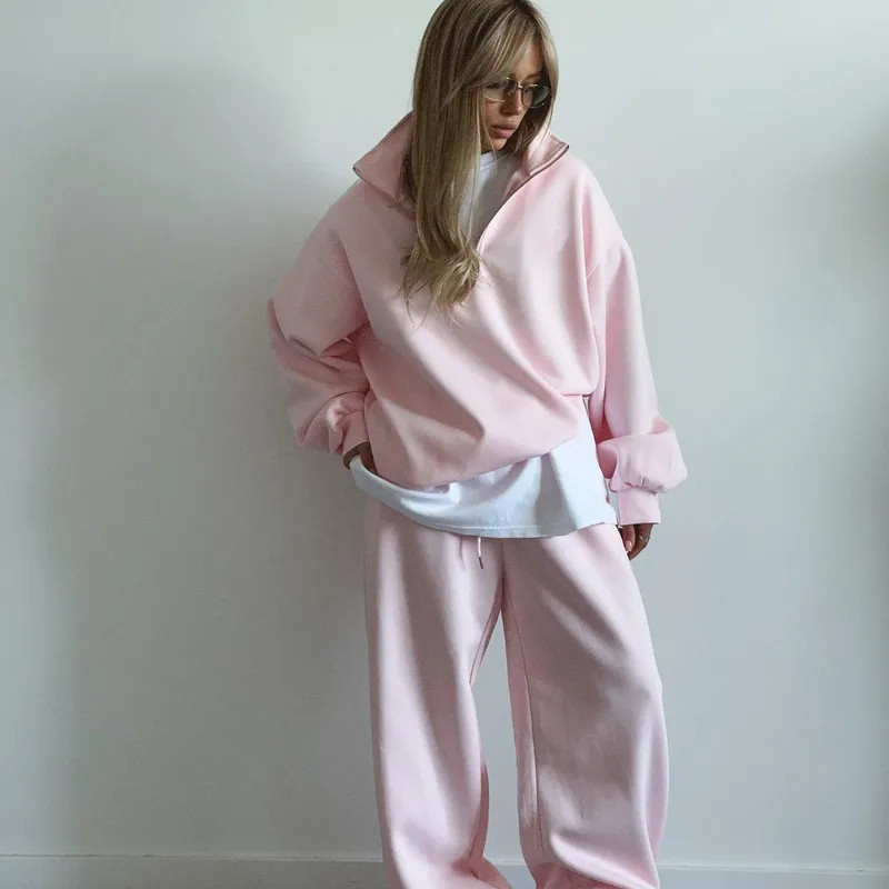 Oversized Pink Hoodie and Wide-Leg Trouser Casual Set Oversized Pink Hoodie and Wide-Leg Trouser Casual Set — Matching Set Outfits 2027