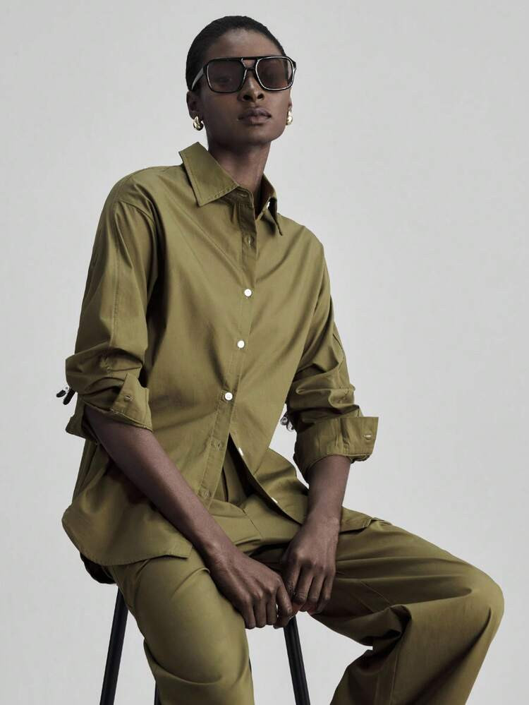 Olive Green Collared Shirt and Trouser Matching Set Olive Green Collared Shirt and Trouser Matching Set — Matching Set Outfits 2027