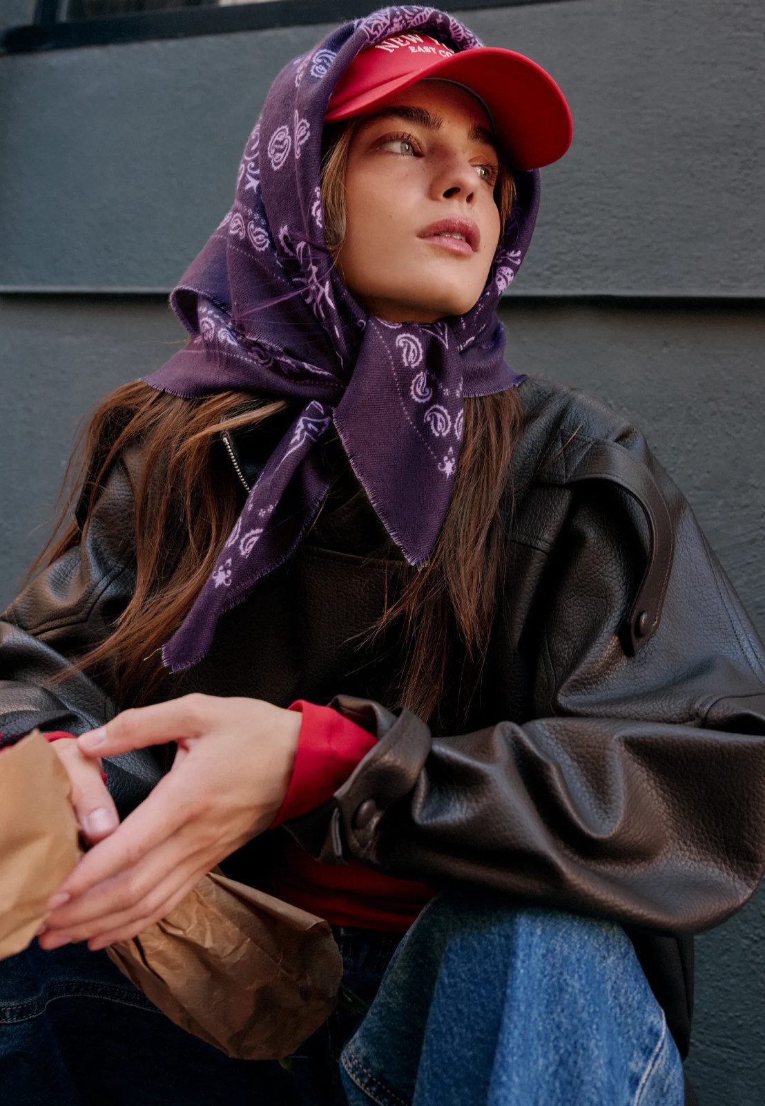 Leather Jacket and Bandana Accent Leather Jacket and Bandana Accent — Baseball Cap Outfits 2027