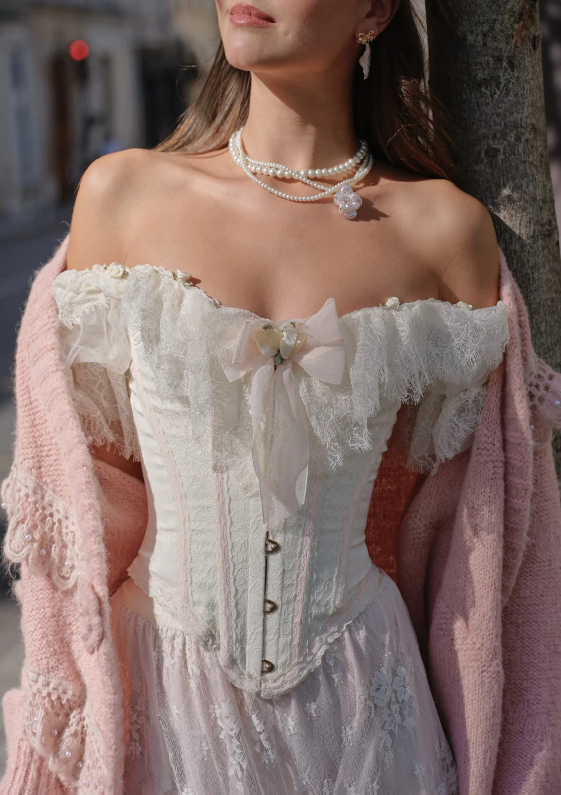 Ivory Lace Off-the-Shoulder Corset Dress Styling: Comfort_Tradeoff Ivory Lace Off-the-Shoulder Corset Dress Styling: Comfort_Tradeoff — Corset Dress Outfits 2027