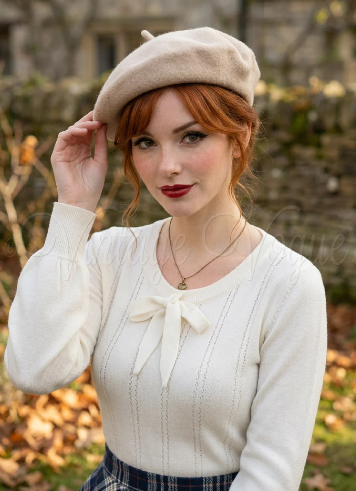 Vintage Mix: Beige Beret with Vest, Long Coat, and Plaid Shorts Vintage Mix: Beige Beret with Vest, Long Coat, and Plaid Shorts — Beret Outfits 2027