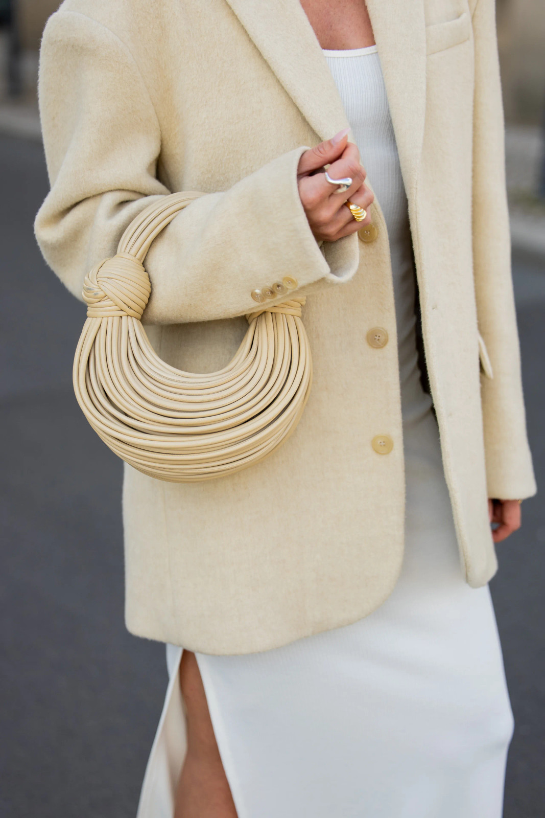 Cream Textured Blazer with White Knit Separates — Vanilla Girl Outfits 2027