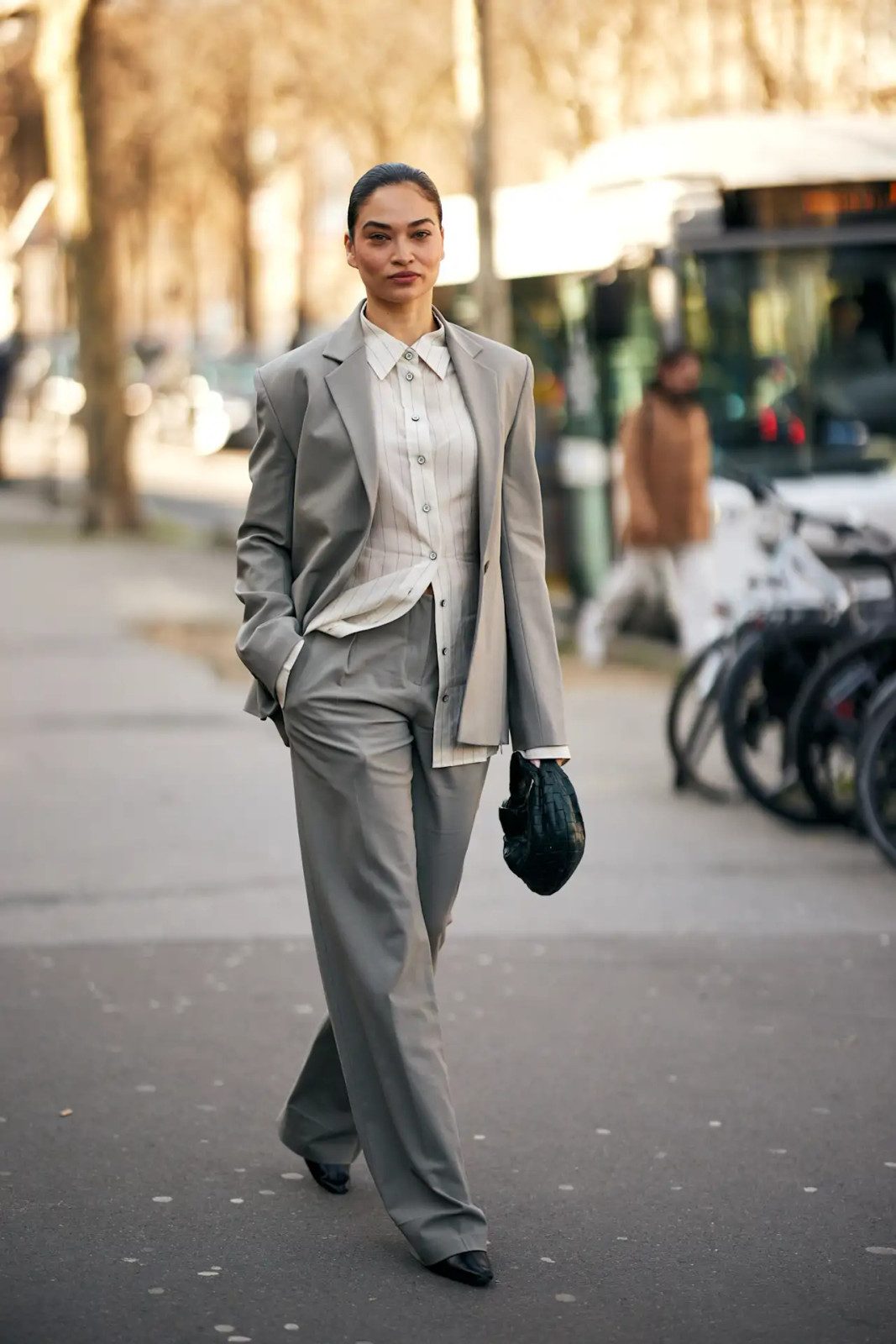 Oversized Grey Suit with Striped Button-Down for Modern Authority Oversized Grey Suit with Striped Button-Down for Modern Authority — Business Professional Outfits 2027