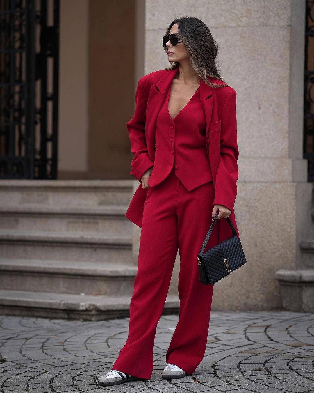 Monochromatic Red Suit with Sneakers: Business Casual Edge Monochromatic Red Suit with Sneakers: Business Casual Edge — Business Professional Outfits 2027