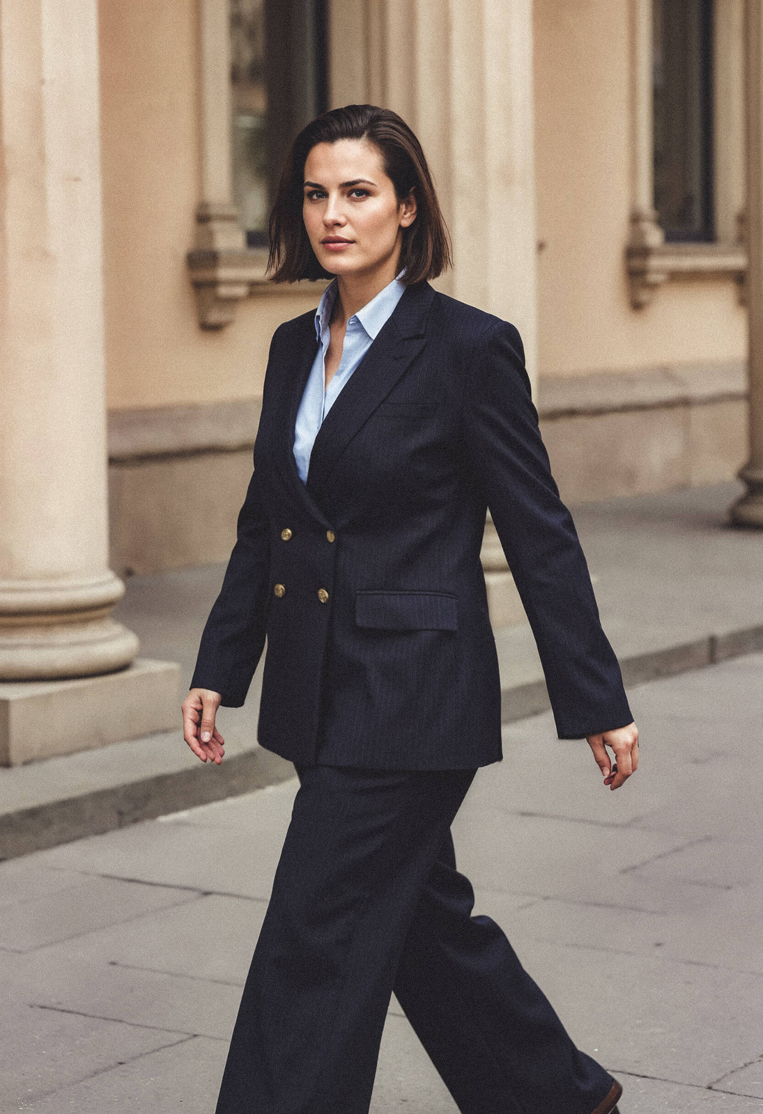 Sophisticated Navy Pinstripe Oversized Suit for Office Wear Bid Day Outfits 2027