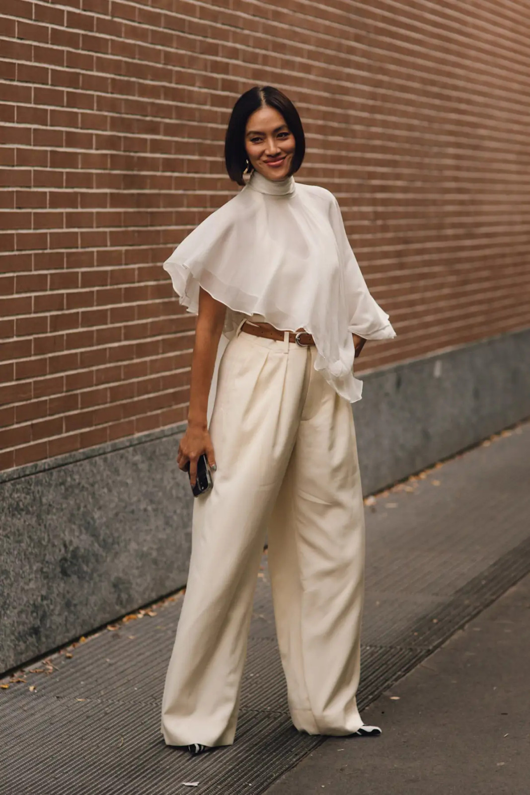 Sheer Ivory Blouse with Cream Wide-Leg Trousers Sheer Ivory Blouse with Cream Wide-Leg Trousers — Italy Summer Outfits 2027