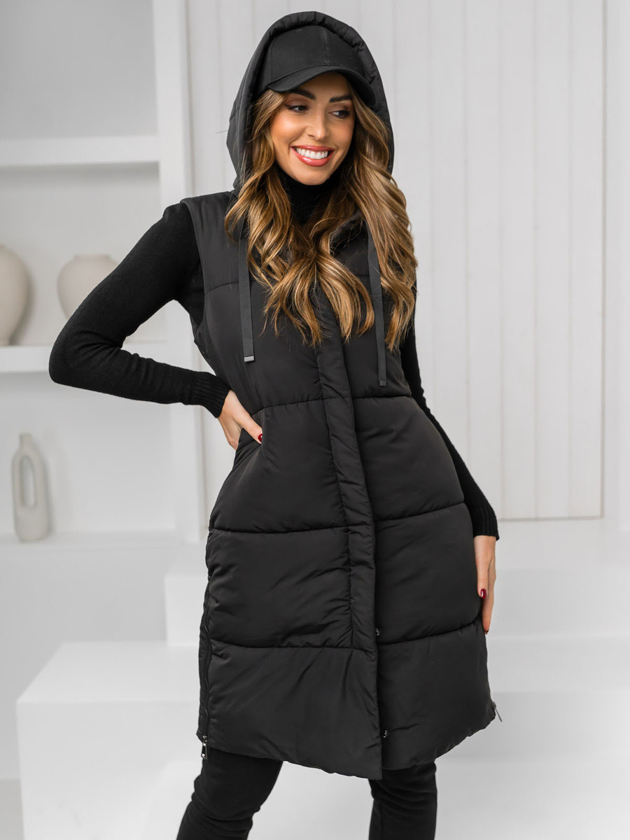 Monochromatic Edge: Black Vest with Turtleneck, Leggings, and Cap Monochromatic Edge: Black Vest with Turtleneck, Leggings, and Cap — Puffer Vest Outfits 2027