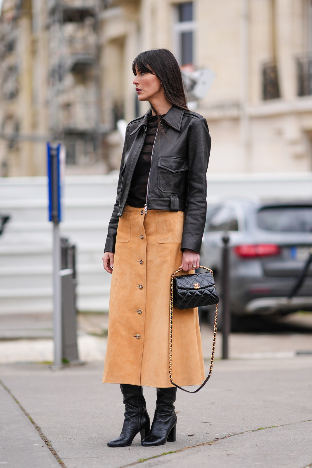 Leather Jacket and Suede Skirt for a Chic Church Ensemble Leather Jacket and Suede Skirt for a Chic Church Ensemble — Easter Church Outfits 2027