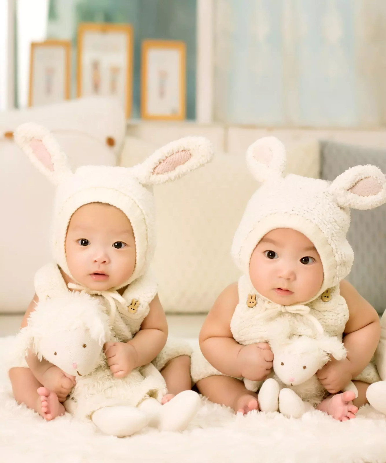 Ivory Fleece Romper with Bunny Ear Hat for Baby's Easter Ivory Fleece Romper with Bunny Ear Hat for Baby's Easter — Easter Church Outfits 2027