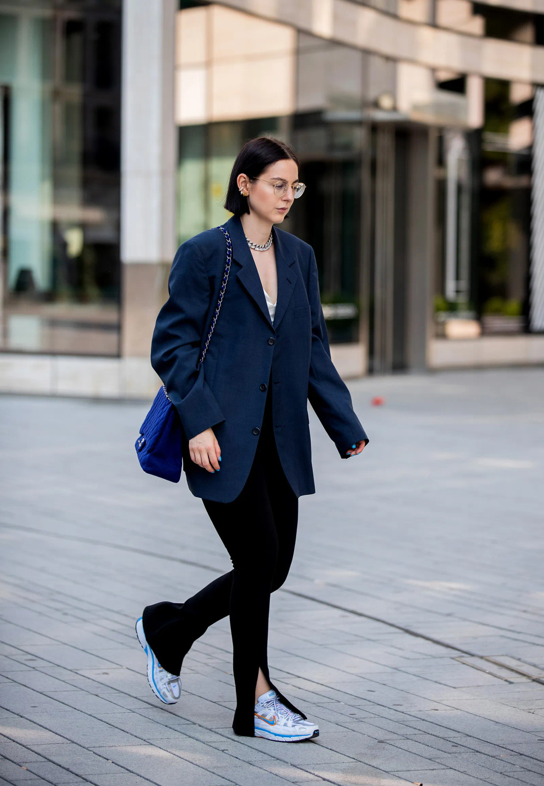 Modern Mix: Split-Hem Flare Leggings with Navy Blazer and Sneakers Modern Mix: Split-Hem Flare Leggings with Navy Blazer and Sneakers — Flare Leggings Outfits 2027