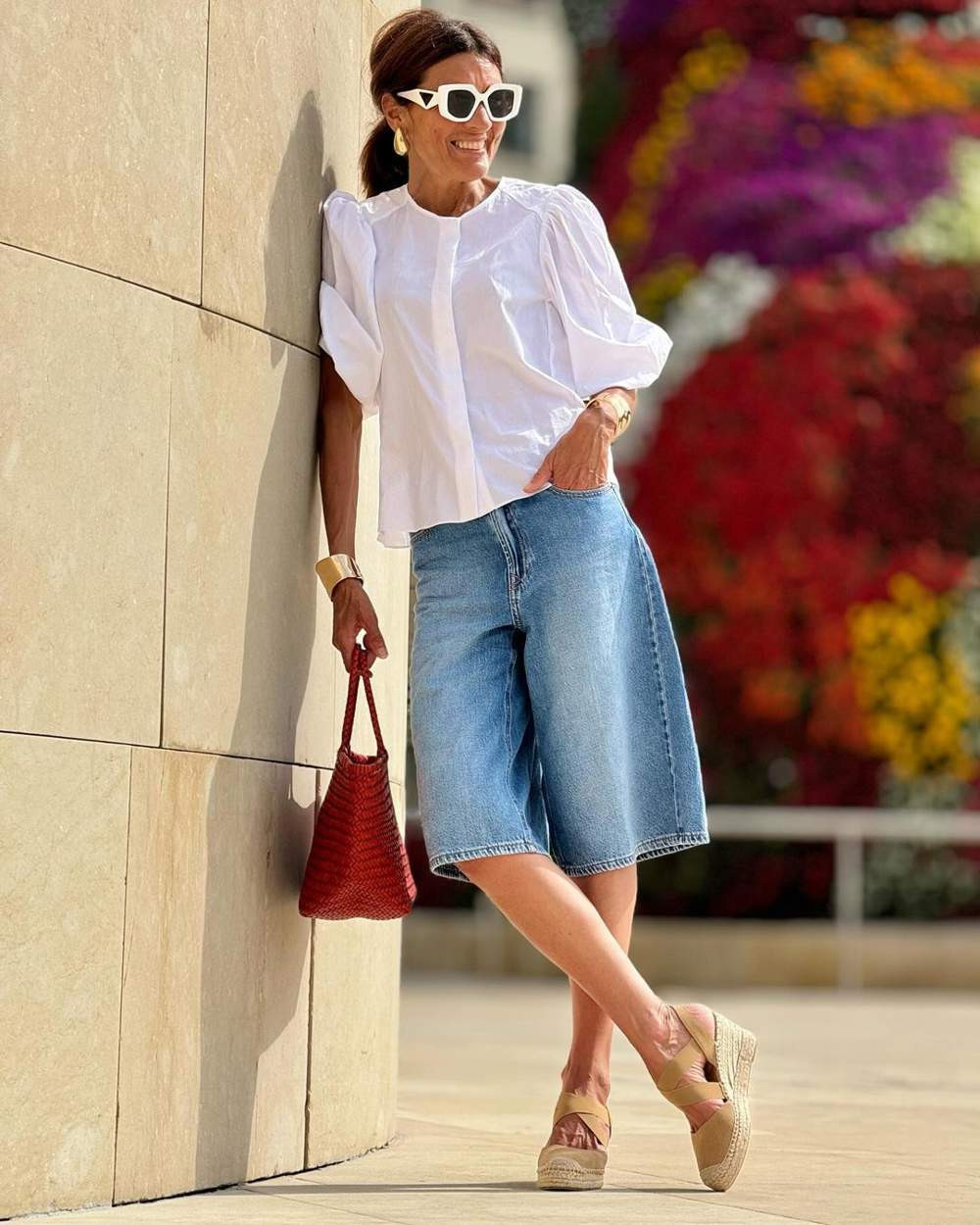 Playful Denim: White Puff-Sleeve Blouse and Culottes — Spring Capsule Wardrobe 2027