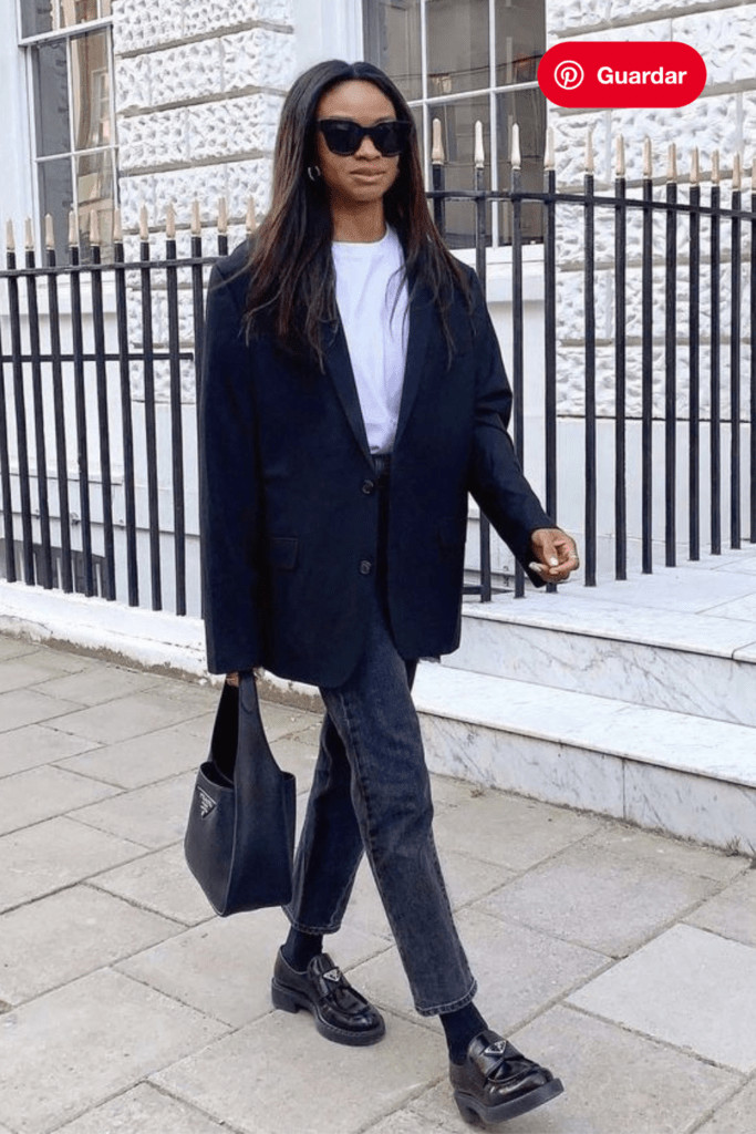 Sophisticated Casual: Loafers with Slim Jeans and Oversized Blazer Sophisticated Casual: Loafers with Slim Jeans and Oversized Blazer — Loafer Outfits 2027