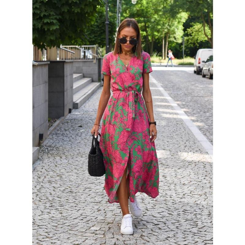 Vibrant Floral Print Midi Wrap Sundress with Sneakers Vibrant Floral Print Midi Wrap Sundress with Sneakers — Sundress Outfits 2027
