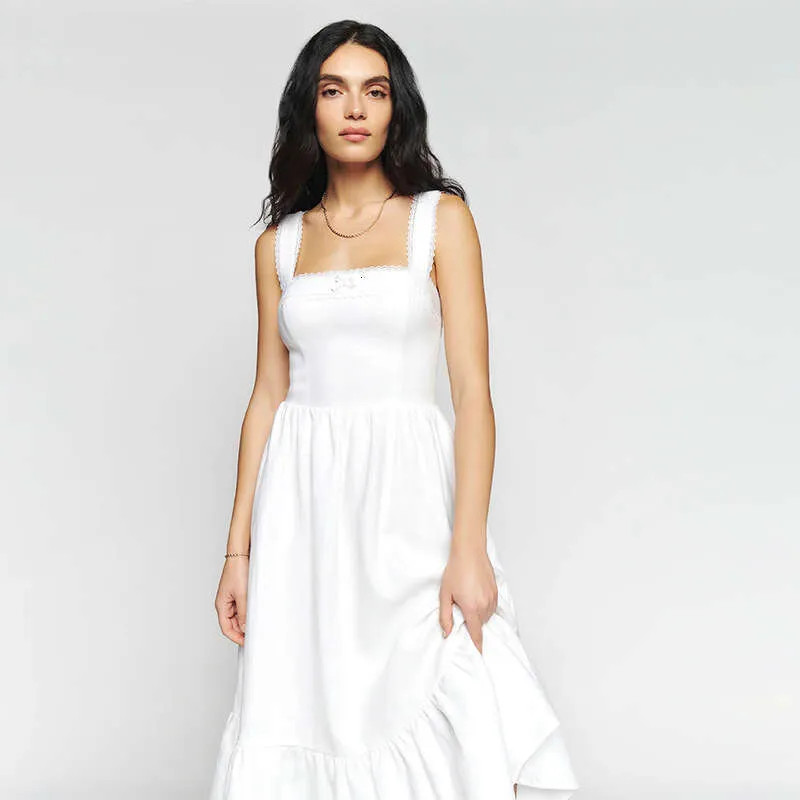White Square-Neck Tiered Sundress with Ruffled Skirt White Square-Neck Tiered Sundress with Ruffled Skirt — Sundress Outfits 2027