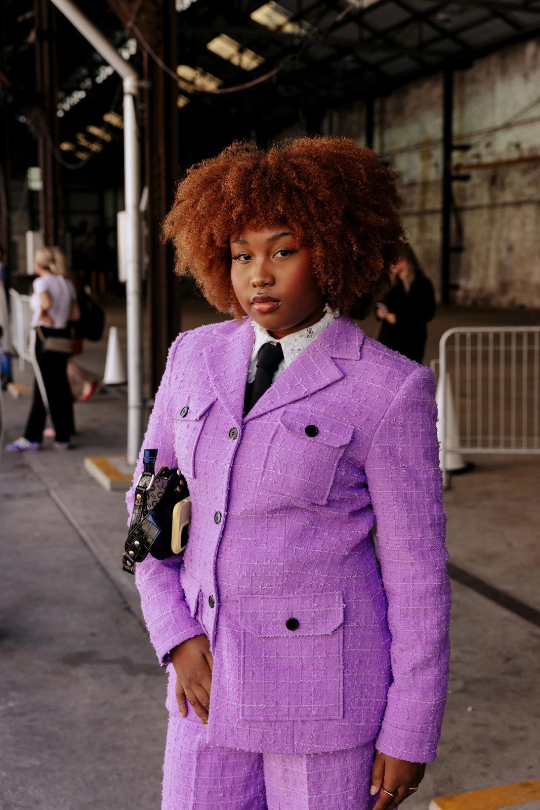 Striking Lavender Tweed Suit with White Shirt and Tie Striking Lavender Tweed Suit with White Shirt and Tie — Colorful Outfits 2027