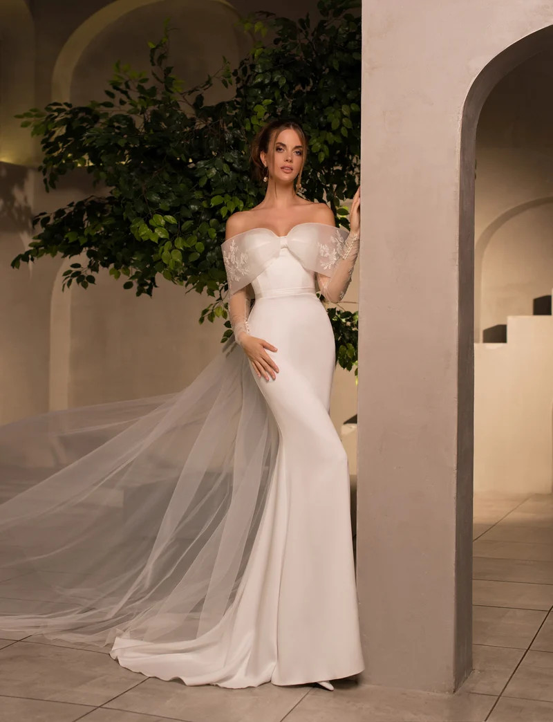 Elegant White Off-the-Shoulder Mermaid Wedding Dress Elegant White Off-the-Shoulder Mermaid Wedding Dress — Off the Shoulder Dresses 2027