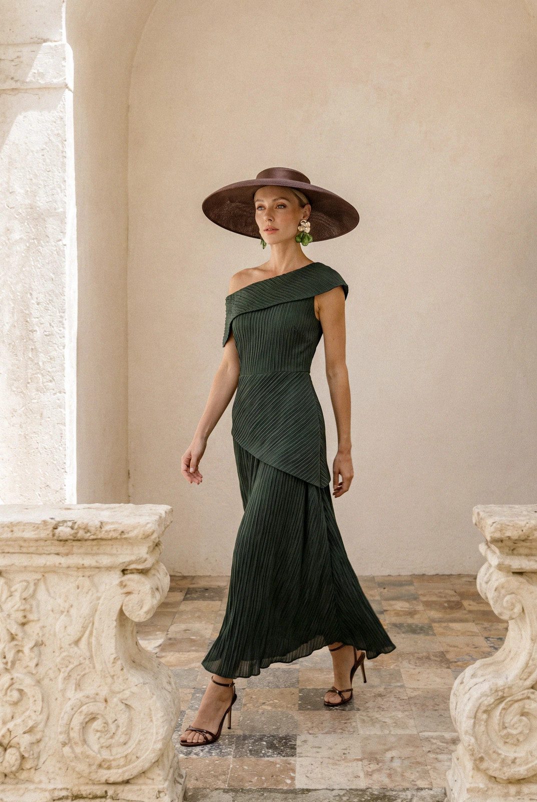 Dark Green Asymmetric Off-the-Shoulder Pleated Dress Dark Green Asymmetric Off-the-Shoulder Pleated Dress — Going Out Dresses 2027